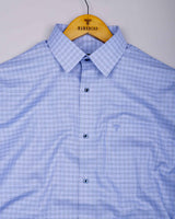 Clavon Blue With White Gizza Cotton Shirt