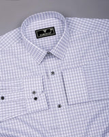 Gravora Gray With White Check Premium Gizza Shirt