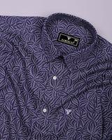 Dynor Violet With White Printed Dobby Cotton Shirt