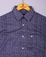 Dynor Violet With White Printed Dobby Cotton Shirt