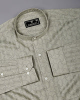 Mirello Cream With Purple Dot Print Dobby Cotton Shirt