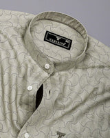 Mirello Cream With Purple Dot Print Dobby Cotton Shirt