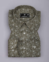 Calver Mahendi Green With White Printed Cotton Shirt