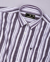 Maxico Dark Purple Dobby Stripe Cotton Shirt