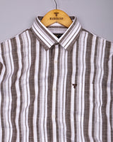 Orryx Brown With White Dobby Stripe Cotton Shirt