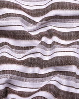 Orryx Brown With White Dobby Stripe Cotton Shirt