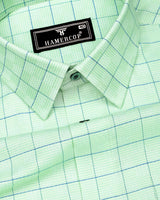 Ferlo Light Green With Blue Jacquard Check Gizza Shirt