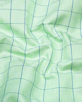 Ferlo Light Green With Blue Jacquard Check Gizza Shirt