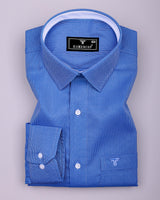 Luster Blue With White Dobby Textured Cotton Shirt