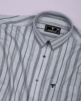Theta Gray With Black Stripe Linen Cotton Shirt