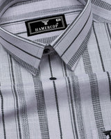 Theta Gray With Black Stripe Linen Cotton Shirt