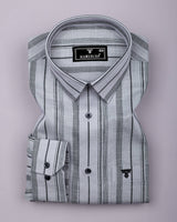 Theta Gray With Black Stripe Linen Cotton Shirt