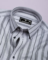 Theta Gray With Black Stripe Linen Cotton Shirt