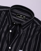 Theta Black With White Stripe Linen Cotton Shirt