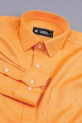 Banana yellow twill texture cotton solid shirt