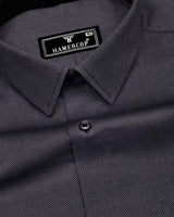 Luster Black With White Dobby Textured Designer Cotton Shirt