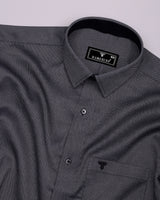 Luster Black With White Dobby Textured Designer Cotton Shirt