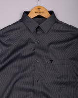 Luster Black With White Dobby Textured Designer Cotton Shirt