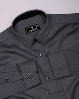 Luster Black With White Dobby Textured Designer Cotton Shirt