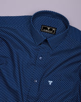 Visa Blue With White Printed Dobby Cotton Shirt