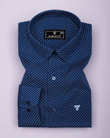 Visa Blue With White Printed Dobby Cotton Shirt