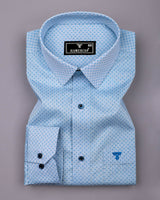 Paradera Blue Printed Formal Cotton Shirt