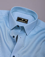 Paradera Blue Printed Formal Cotton Shirt