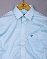 Paradera Aqua Blue Printed Formal Cotton Shirt