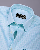 Paradera Aqua Blue Printed Formal Cotton Shirt
