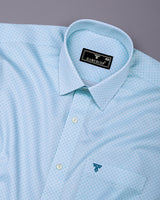 Paradera Aqua Blue Printed Formal Cotton Shirt