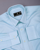 Paradera Aqua Blue Printed Formal Cotton Shirt