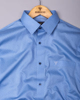 Arcade Blue Printed Formal Cotton Shirt