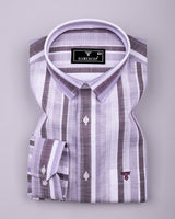 Calsium Purple With Gray Dobby Stripe Cotton Shirt