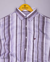Calsium Purple With Gray Dobby Stripe Cotton Shirt