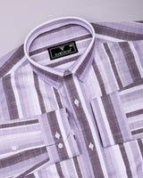 Calsium Purple With Gray Dobby Stripe Cotton Shirt