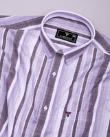 Calsium Purple With Gray Dobby Stripe Cotton Shirt