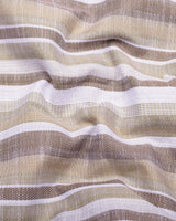 Calsium Cream With White Dobby Stripe Cotton Shirt