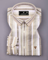 Calsium Cream With White Dobby Stripe Cotton Shirt