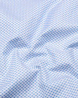 Aura Blue With White Printed Cotton Shirt
