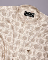 Cream Valley Printed Satin Cotton Shirt
