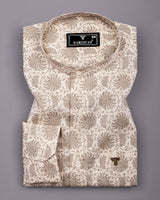 Cream Valley Printed Satin Cotton Shirt