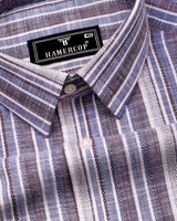 Ohio Purple With Blue Dobby Stripe Cotton Shirt