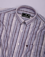 Ohio Purple With Blue Dobby Stripe Cotton Shirt