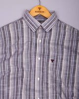 Ohio Purple With Blue Dobby Stripe Cotton Shirt