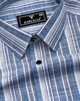 Ohio Blue With Gray Dobby Stripe Cotton Shirt