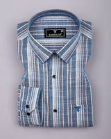 Ohio Blue With Gray Dobby Stripe Cotton Shirt