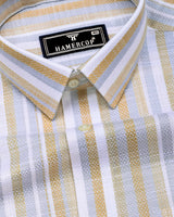 Jixi Cream With Gray Dobby Stripe Cotton Shirt