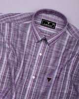 Peprizo Purple With Gray Dobby Stripe Cotton Shirt