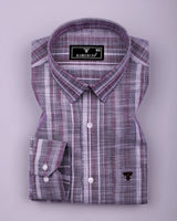 Peprizo Purple With Gray Dobby Stripe Cotton Shirt