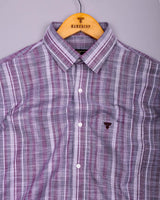 Peprizo Purple With Gray Dobby Stripe Cotton Shirt